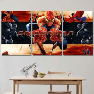 Superhero Spiderman Wall Art Print Layout-Three Panels Regular