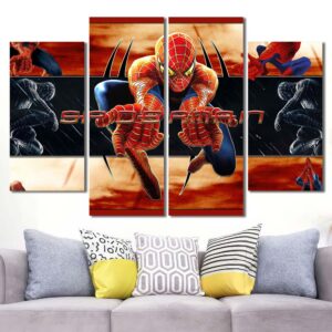 Superhero Spiderman Wall Art Print Layout-Four Panels Diamond