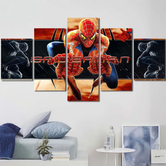 Superhero Spiderman Wall Art Print Layout-Five Panels Diamond