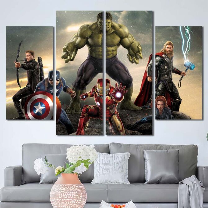 Avengers Movie Canvas Art Layout-Four Panels Diamond