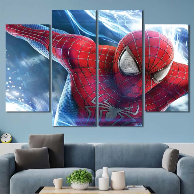 Spiderman Wall Art Canvas Layout-Four Panels Diamond