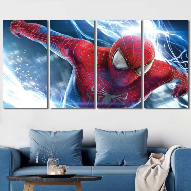 Spiderman Wall Art Canvas Layout-Four Panels Regular