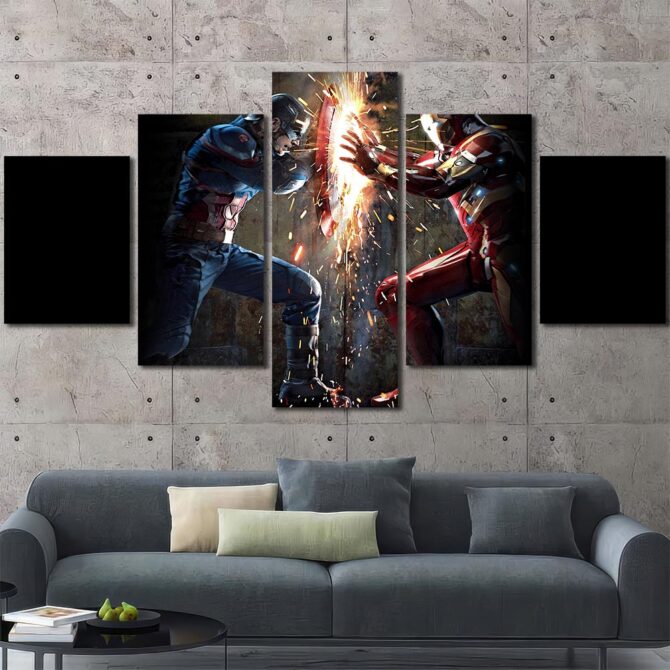 Captain American Vs Ironman Wall Art Layout-Five Panels Diamond