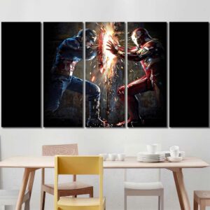 Captain American Vs Ironman Wall Art Layout-Five Panels Regular