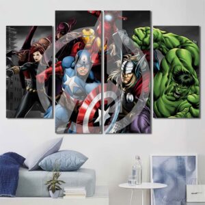 Anime Avengers Art Prints Layout-Four Panels Diamond