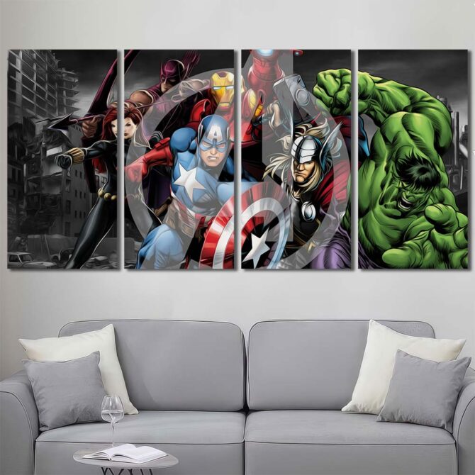 Anime Avengers Art Prints Layout-Four Panels Regular