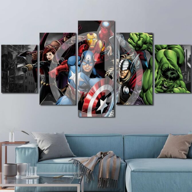 Anime Avengers Art Prints Layout-Five Panels Diamond
