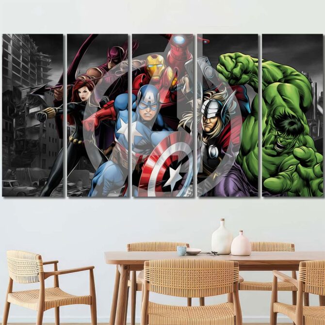 Anime Avengers Art Prints Layout-Five Panels Regular
