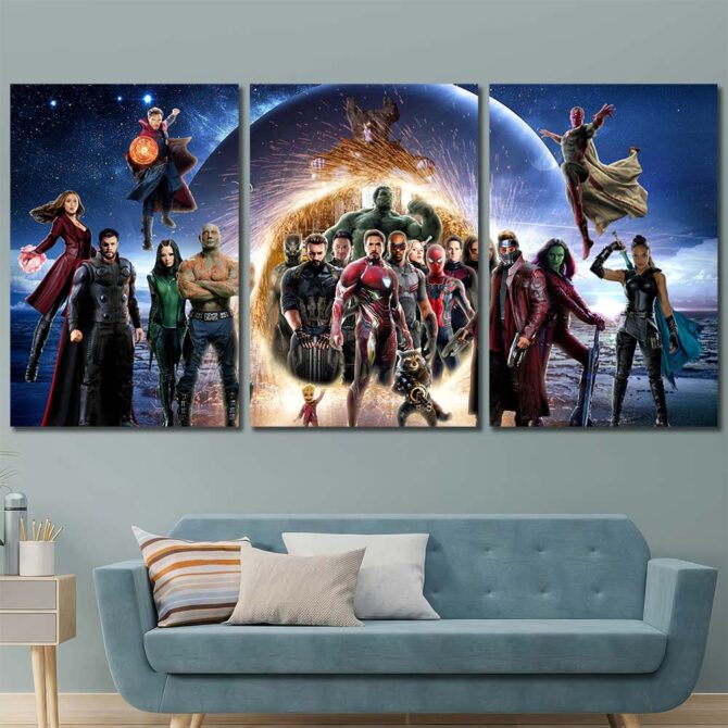 Avengers Canvas Painting Layout-Three Panels Regular