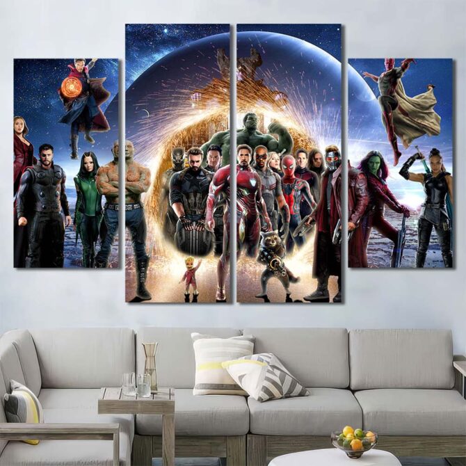 Avengers Canvas Painting Layout-Four Panels Diamond