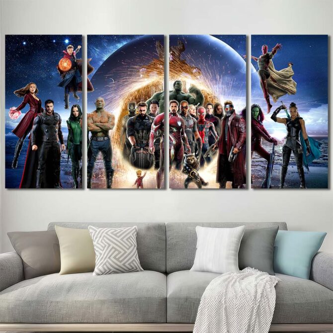 Avengers Canvas Painting Layout-Four Panels Regular