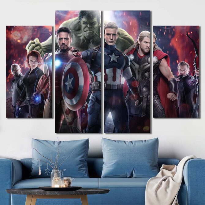 Avengers Painting Canvas Layout-Four Panels Diamond