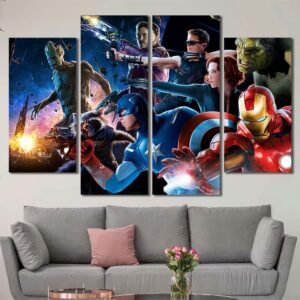 Avengers Printed Canvas Layout-Four Panels Diamond