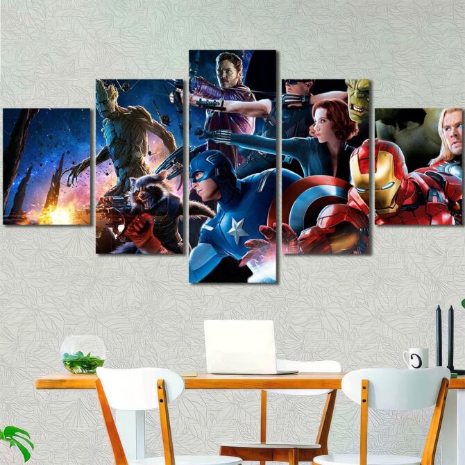 Avengers Printed Canvas Layout-Five Panels Diamond