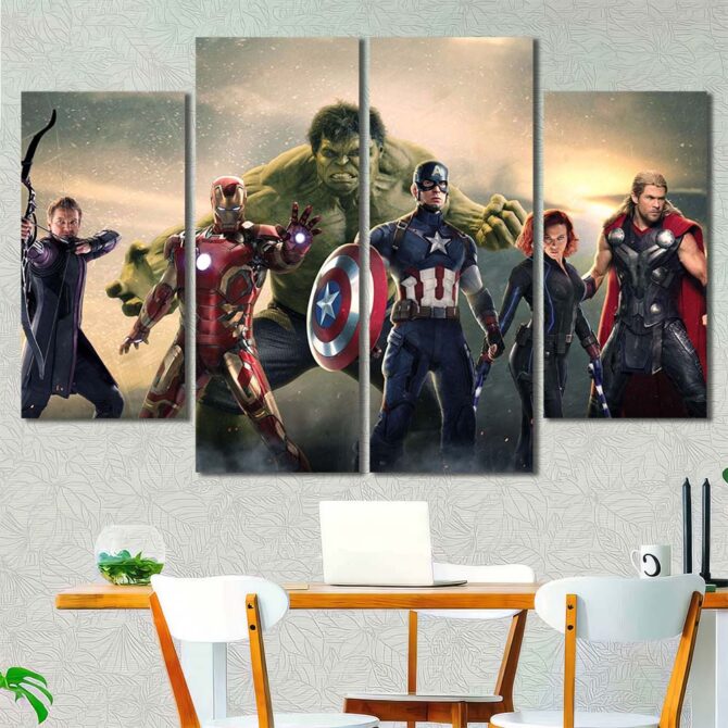 Avengers Framed Canvas Layout-Four Panels Diamond