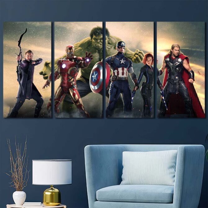 Avengers Framed Canvas Layout-Four Panels Regular