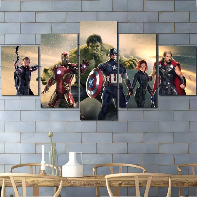 Avengers Framed Canvas Layout-Five Panels Diamond