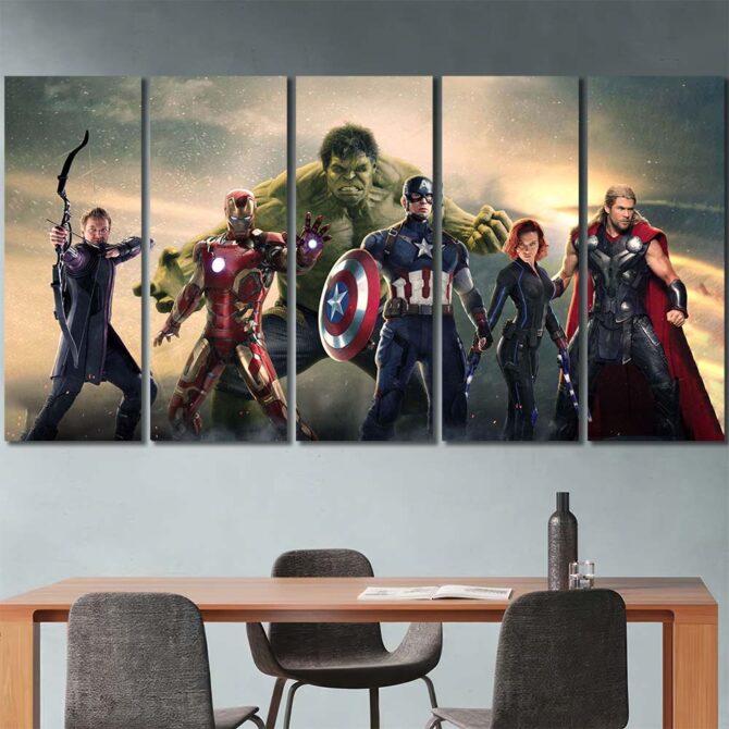 Avengers Framed Canvas Layout-Five Panels Regular