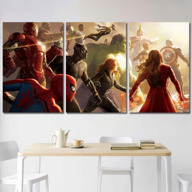Avengers Bathroom Wall Decor Layout-Three Panels Regular