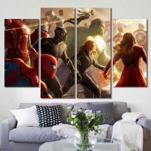 Avengers Bathroom Wall Decor Layout-Four Panels Diamond