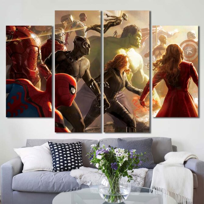 Avengers Bathroom Wall Decor Layout-Four Panels Diamond