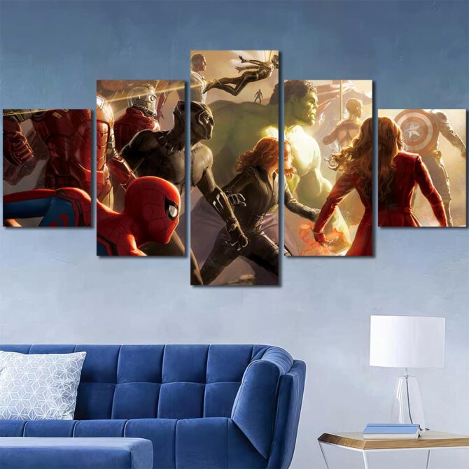 Avengers Bathroom Wall Decor Layout-Five Panels Diamond