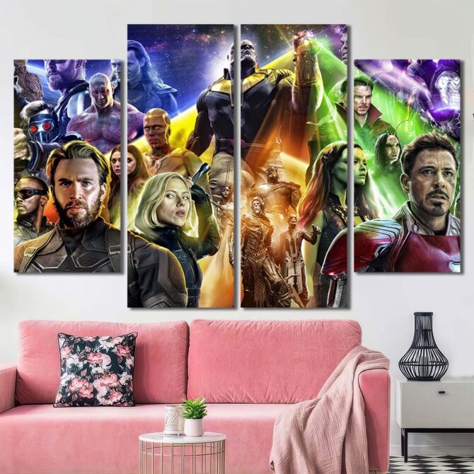 Avengers Printed Canvas Painting Layout-Four Panels Diamond