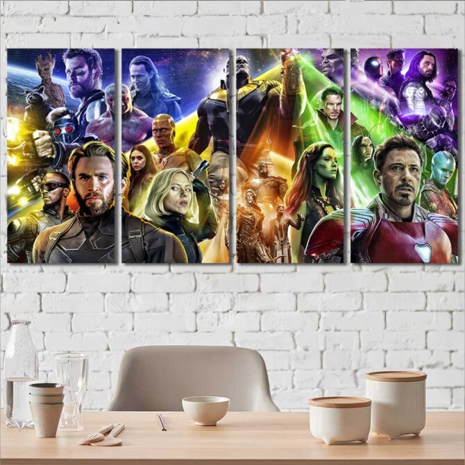 Avengers Printed Canvas Painting Layout-Four Panels Regular