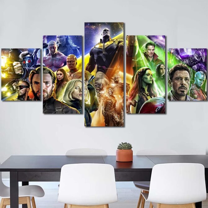Avengers Printed Canvas Painting Layout-Five Panels Diamond