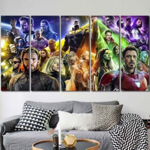 Avengers Printed Canvas Painting Layout-Five Panels Regular