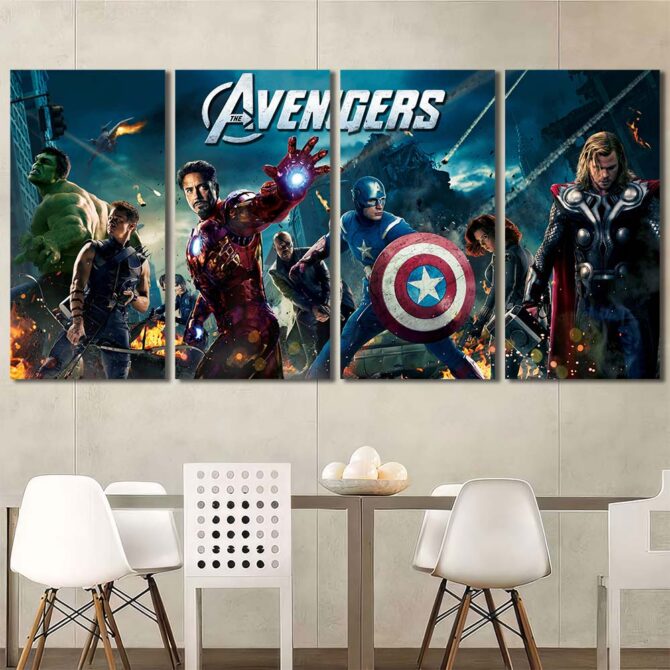 Avengers Canvas Wall Art Layout-Four Panels Regular