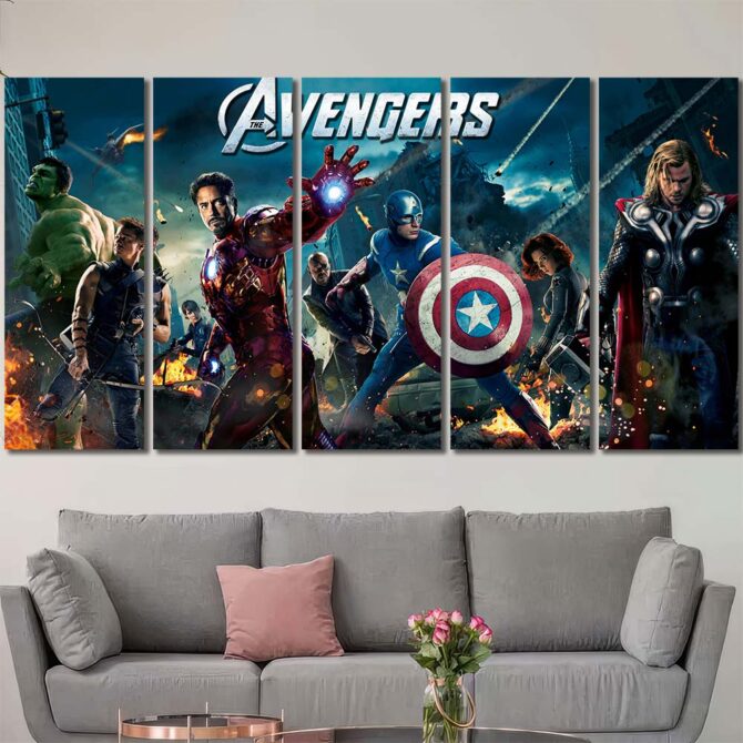 Avengers Canvas Wall Art Layout-Five Panels Regular