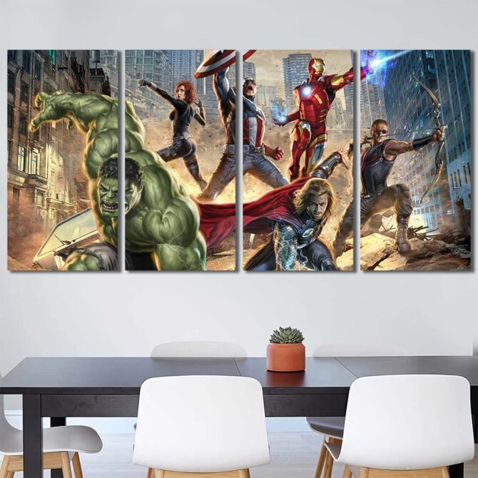 Avengers Wall Art Canvas Layout-Four Panels Regular