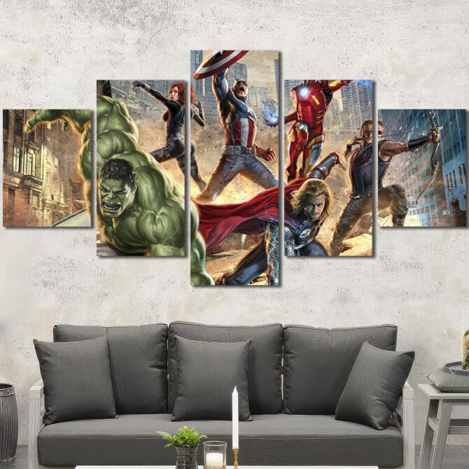 Avengers Wall Art Canvas Layout-Five Panels Diamond