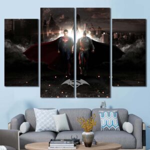 Superman And Batman Wall Art Pictures Layout-Four Panels Diamond
