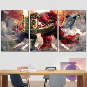 Hulk Vs Ironman Wall Art Print Layout-Three Panels Regular