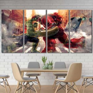 Hulk Vs Ironman Wall Art Print Layout-Four Panels Regular