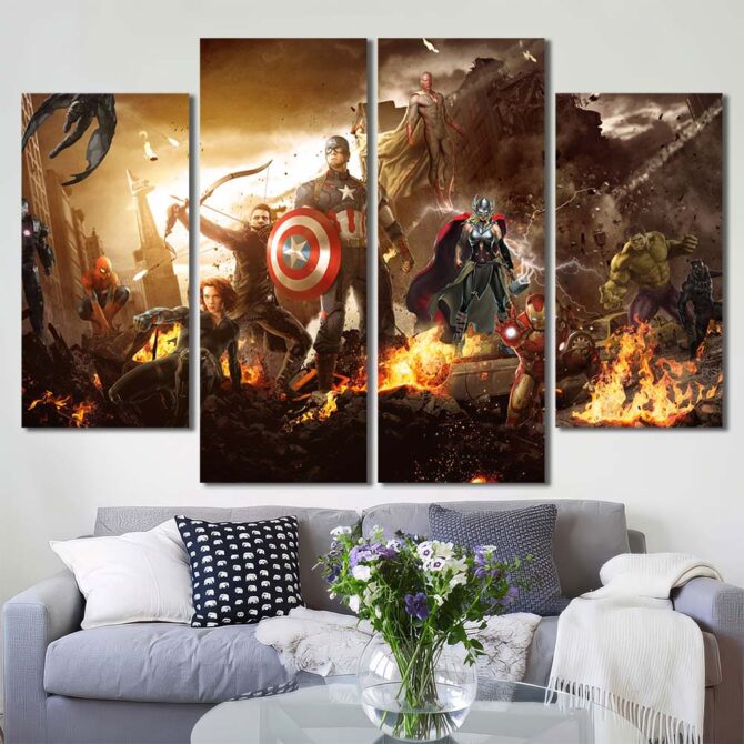 Avengers Wall Art Layout-Four Panels Diamond