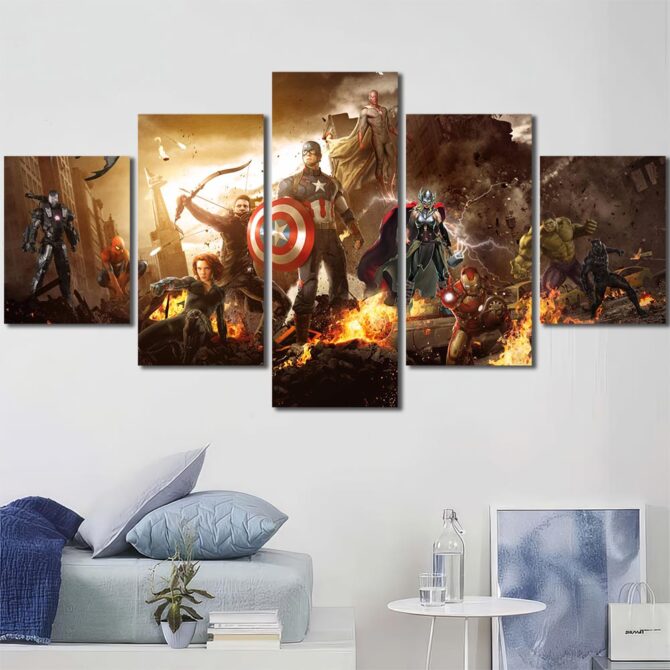 Avengers Wall Art Layout-Five Panels Diamond