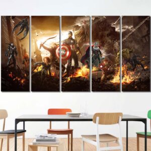 Avengers Wall Art Layout-Five Panels Regular
