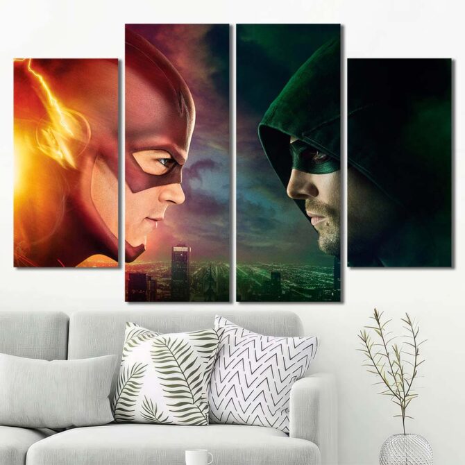 Flash Vs Arrow Canvas Art Layout-Four Panels Diamond