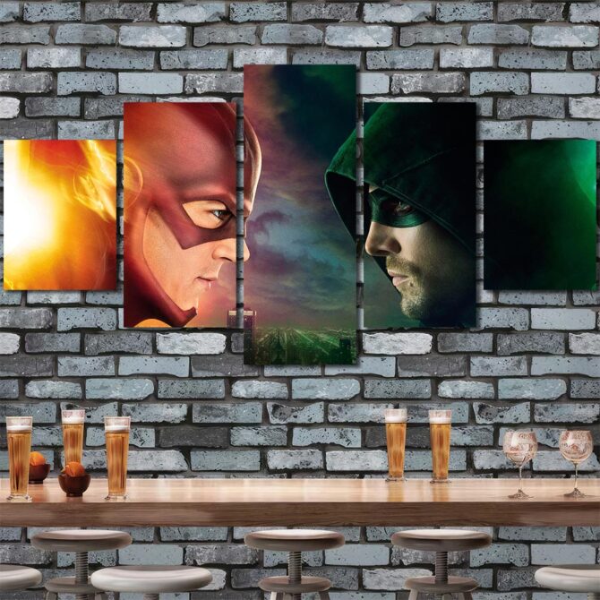 Flash Vs Arrow Canvas Art Layout-Five Panels Diamond