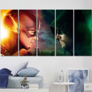 Flash Vs Arrow Canvas Art Layout-Five Panels Regular