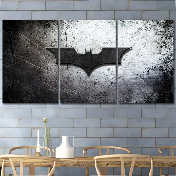 Batman Logo Framed Canvas Layout-Three Panels Regular