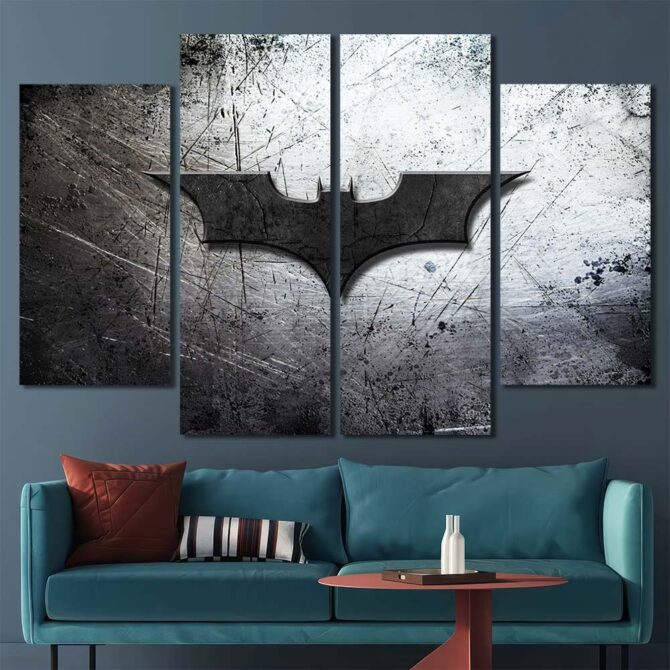 Batman Logo Framed Canvas Layout-Four Panels Diamond