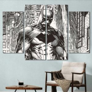 Batman Anime Canvas Art Layout-Four Panels Diamond