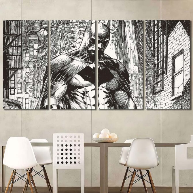Batman Anime Canvas Art Layout-Four Panels Regular