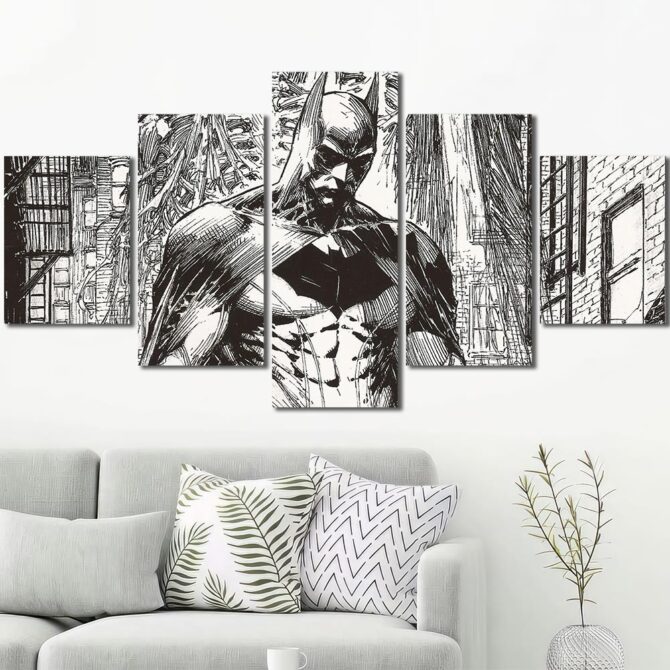 Batman Anime Canvas Art Layout-Five Panels Diamond