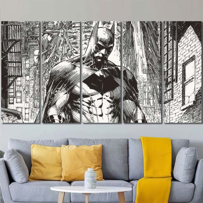 Batman Anime Canvas Art Layout-Five Panels Regular