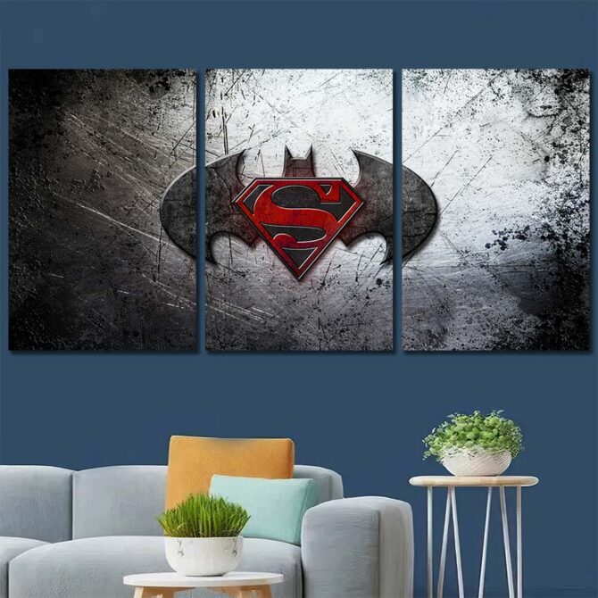 Batman Superman Logo Art Print Layout-Three Panels Regular